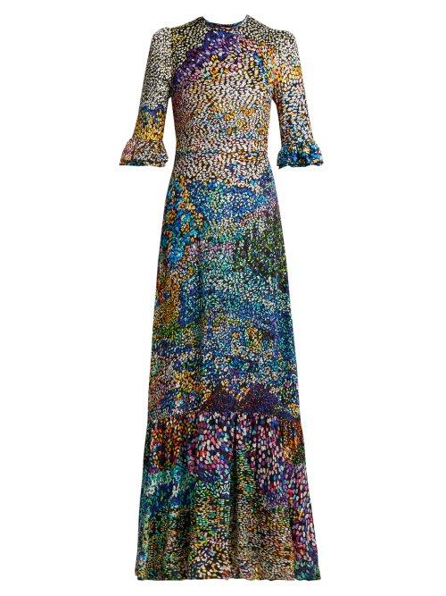 Matchesfashion.com Mary Katrantzou - Mount Millais Silk Blend Devor Gown - Womens - Multi