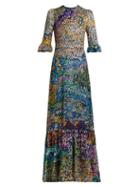 Matchesfashion.com Mary Katrantzou - Mount Millais Silk Blend Devor Gown - Womens - Multi
