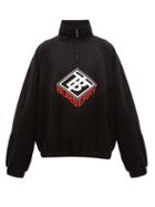 Matchesfashion.com Burberry - Logo Print Fleece And Neoprene Sweatshirt - Mens - Black