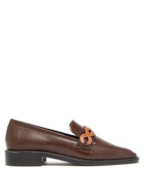 Matchesfashion.com Fabrizio Viti - Forever Lizard-effect Leather Loafers - Womens - Dark Brown