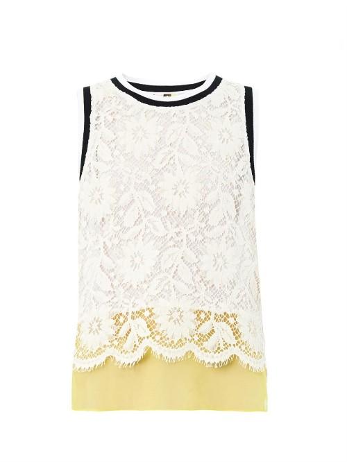 Msgm Lace And Organza Tank Top