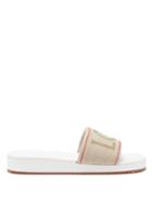 Matchesfashion.com Loewe Paula's Ibiza - Logo-embroidered Raffia Slides - Mens - White Multi