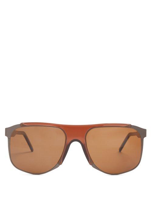 Matchesfashion.com Andy Wolf - Dimitri Square Frame Acetate Sunglasses - Mens - Brown