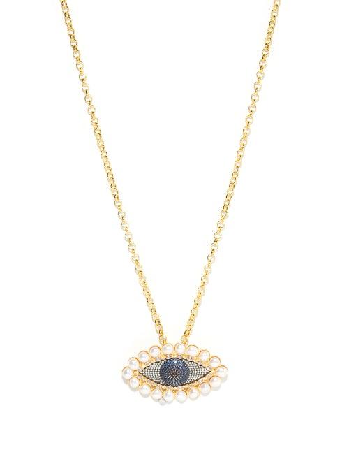 Begum Khan - Lovers Eye Pearl & 24kt Gold-plated Necklace - Womens - Gold Multi