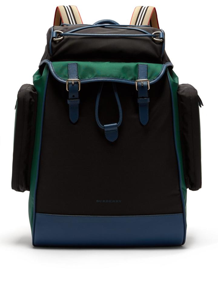 Burberry Colour-block Leather-trim Shell Backpack