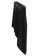 Norma Kamali - One-shoulder Asymmetric Stretch Lam Tunic - Womens - Black