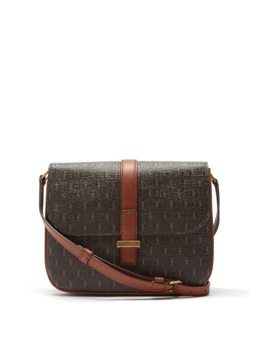 Saint Laurent - Le Monogramme Small Coated-canvas Cross-body Bag - Womens - Dark Brown