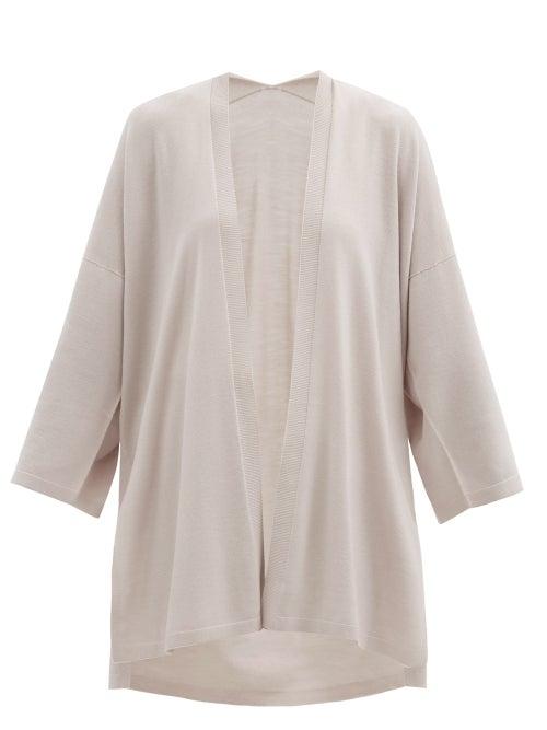 Matchesfashion.com Wolford - Aurora Longline Wide-sleeve Wool Cardigan - Womens - Light Grey