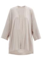 Matchesfashion.com Wolford - Aurora Longline Wide-sleeve Wool Cardigan - Womens - Light Grey