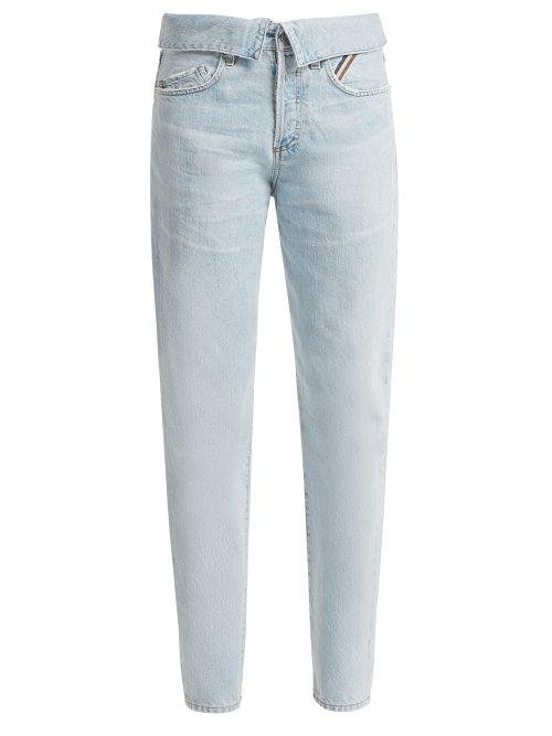 Matchesfashion.com Jean Atelier - Flip Fold Over Jeans - Womens - Light Blue