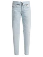 Matchesfashion.com Jean Atelier - Flip Fold Over Jeans - Womens - Light Blue