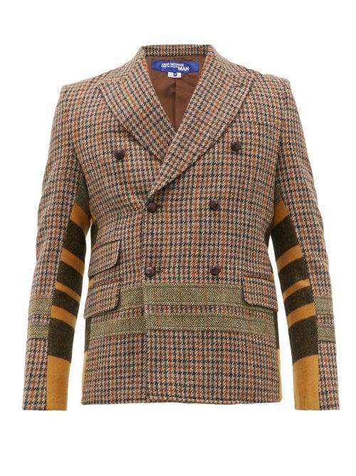 Matchesfashion.com Junya Watanabe - Patchwork Double Breasted Wool Blazer - Mens - Brown Multi