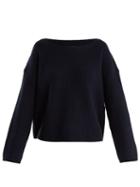 Matchesfashion.com Nili Lotan - Martindale Boat Neck Cotton Blend Sweater - Womens - Navy