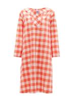 Matchesfashion.com Thierry Colson - Samia Sailor-collar Cotton-blend Gingham Dress - Womens - Pink Multi