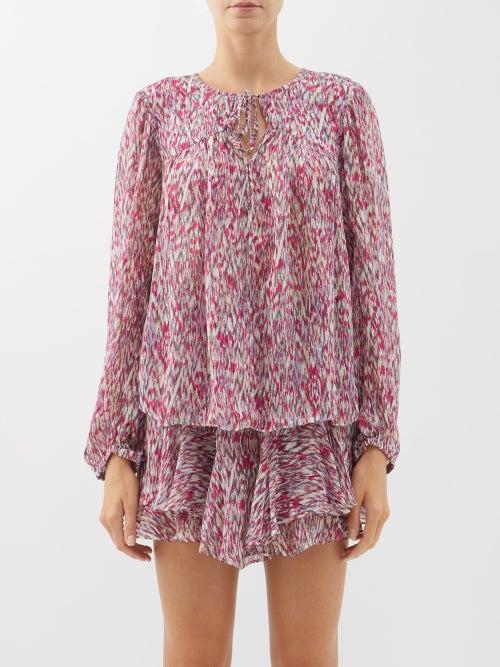 Isabel Marant Toile - Daytonea Abstract-print Georgette Blouse - Womens - Light Pink Multi