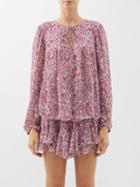 Isabel Marant Toile - Daytonea Abstract-print Georgette Blouse - Womens - Light Pink Multi