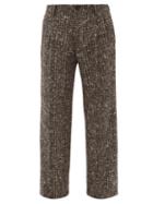 Matchesfashion.com Dolce & Gabbana - Houndstooth Wool-blend Wide-leg Trousers - Mens - Brown