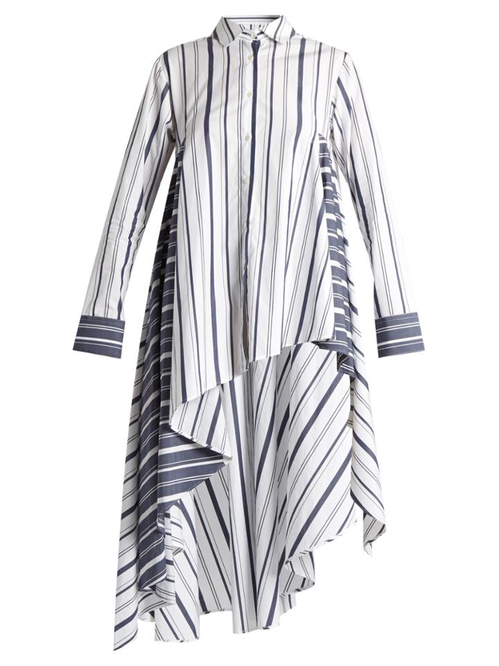 Palmer/harding Striped Waterfall-hem Cotton-poplin Shirt