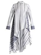 Palmer/harding Striped Waterfall-hem Cotton-poplin Shirt