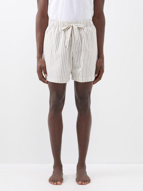 Tekla - Striped Organic-cotton Pyjama Shorts - Mens - Beige Stripe