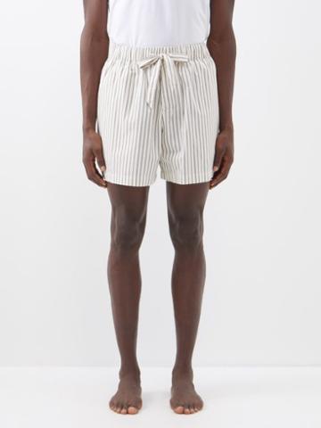 Tekla - Striped Organic-cotton Pyjama Shorts - Mens - Beige Stripe
