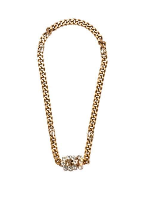 Matchesfashion.com Gucci - Gg Crystal-embellished Chain-link Necklace - Womens - Crystal