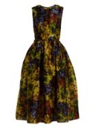 Matchesfashion.com Dolce & Gabbana - Grape Print Silk Organza Midi Dress - Womens - Black Multi