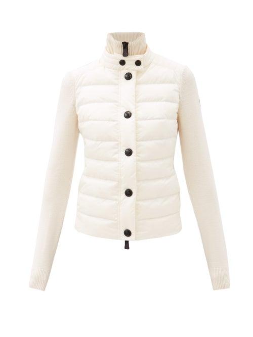 Matchesfashion.com Moncler Grenoble - Tricot Down-panelled Wool-blend Cardigan - Womens - White