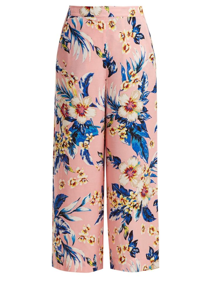 Diane Von Furstenberg Floral-print Wide-leg Trousers