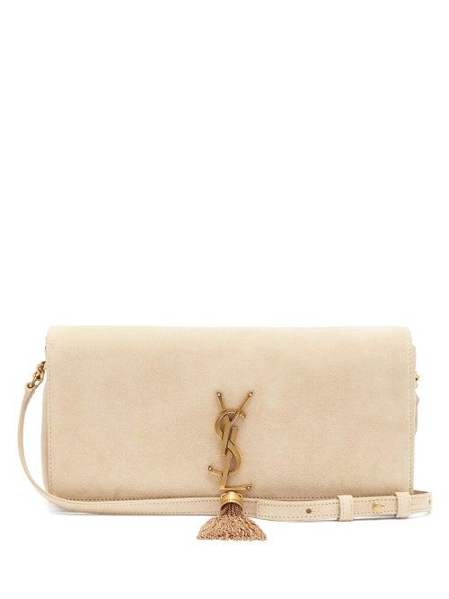 Matchesfashion.com Saint Laurent - Kate Tasselled Suede Cross-body Bag - Womens - Beige