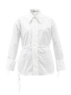 Matchesfashion.com Palmer//harding - I Love You Braille-eyelet Cotton-blend Shirt - Womens - White