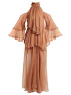 Maria Lucia Hohan Oksanna Halterneck Silk-mousseline Gown