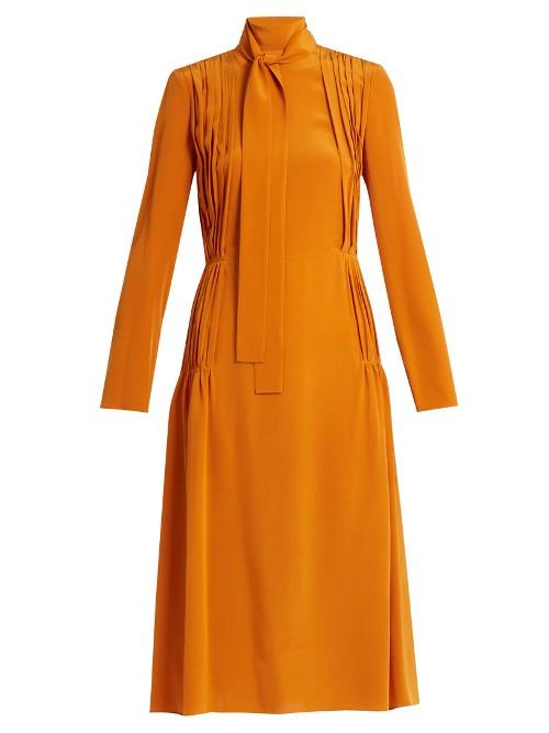 Rochas Pleated Silk Crepe De Chine Dress