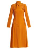 Rochas Pleated Silk Crepe De Chine Dress