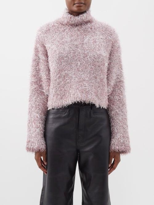 Jw Anderson - Fluffy Cropped Wool-blend Jumper - Womens - Light Pink