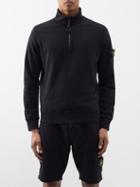 Stone Island - High-neck Quarter-zip Cotton-jersey Sweatshirt - Mens - Black