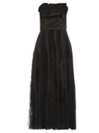 Matchesfashion.com Alexander Mcqueen - Strapless Fan Pleated Silk Dress - Womens - Black