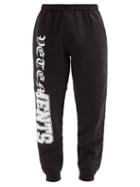 Mens Rtw Vetements - Logo-print Cotton-blend Jersey Track Pants - Mens - Black