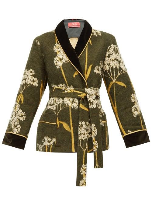 Matchesfashion.com F.r.s - For Restless Sleepers - Plutone Velvet Trim Floral Jacquard Jacket - Womens - Green Multi