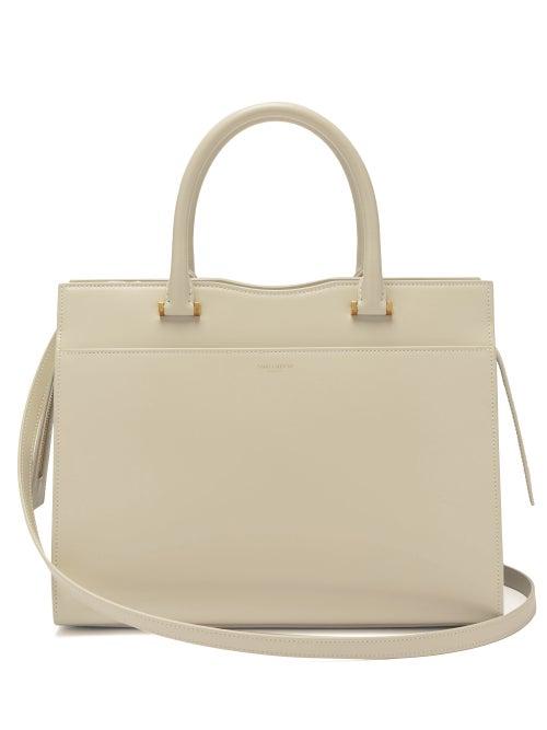 Matchesfashion.com Saint Laurent - Uptown Leather Tote - Womens - Cream