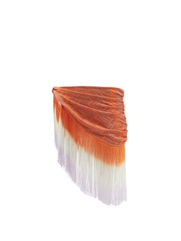 Ladies Beachwear Missoni Mare - Zigzag-jacquard Tassel Sarong - Womens - Orange
