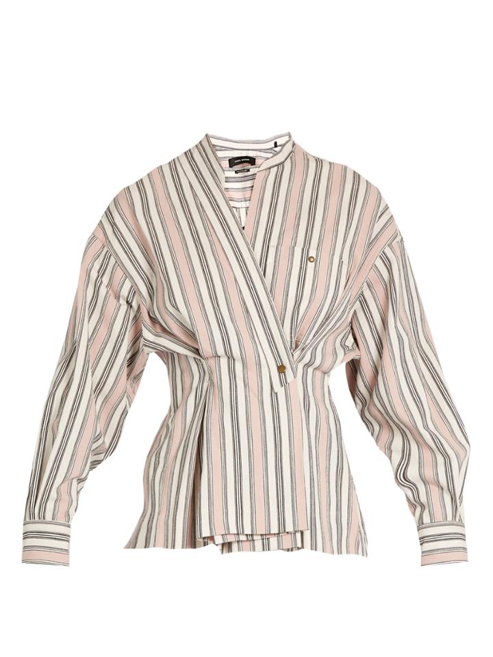 Isabel Marant Silvia Striped Cotton Wrap Top