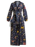 Matchesfashion.com Rhode Resort - Lena Cotton Wrap Dress - Womens - Navy Print