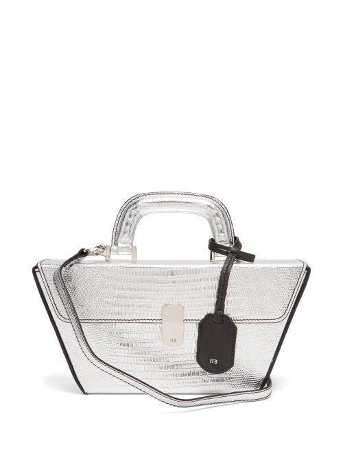 Matchesfashion.com Hillier Bartley - Cassette Lizard Effect Leather Bag - Womens - Silver