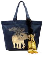 Figue Flying Elephant-print Canvas Tote