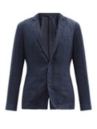 Matchesfashion.com 120% Lino - Single-breasted Linen Jacket - Mens - Navy
