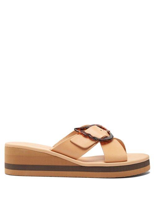 Matchesfashion.com Ancient Greek Sandals - Thais Rainbow Leather Wedges - Womens - Tan