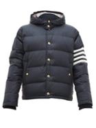 Matchesfashion.com Thom Browne - 4 Bar Hooded Quilted Down Coat - Mens - Navy
