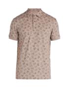 Matchesfashion.com Bottega Veneta - Butterfly Print Cotton Piqu Polo Shirt - Mens - Light Grey