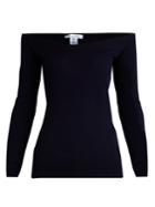 Oscar De La Renta Off-the-shoulder Chiffon-sleeve Sweater